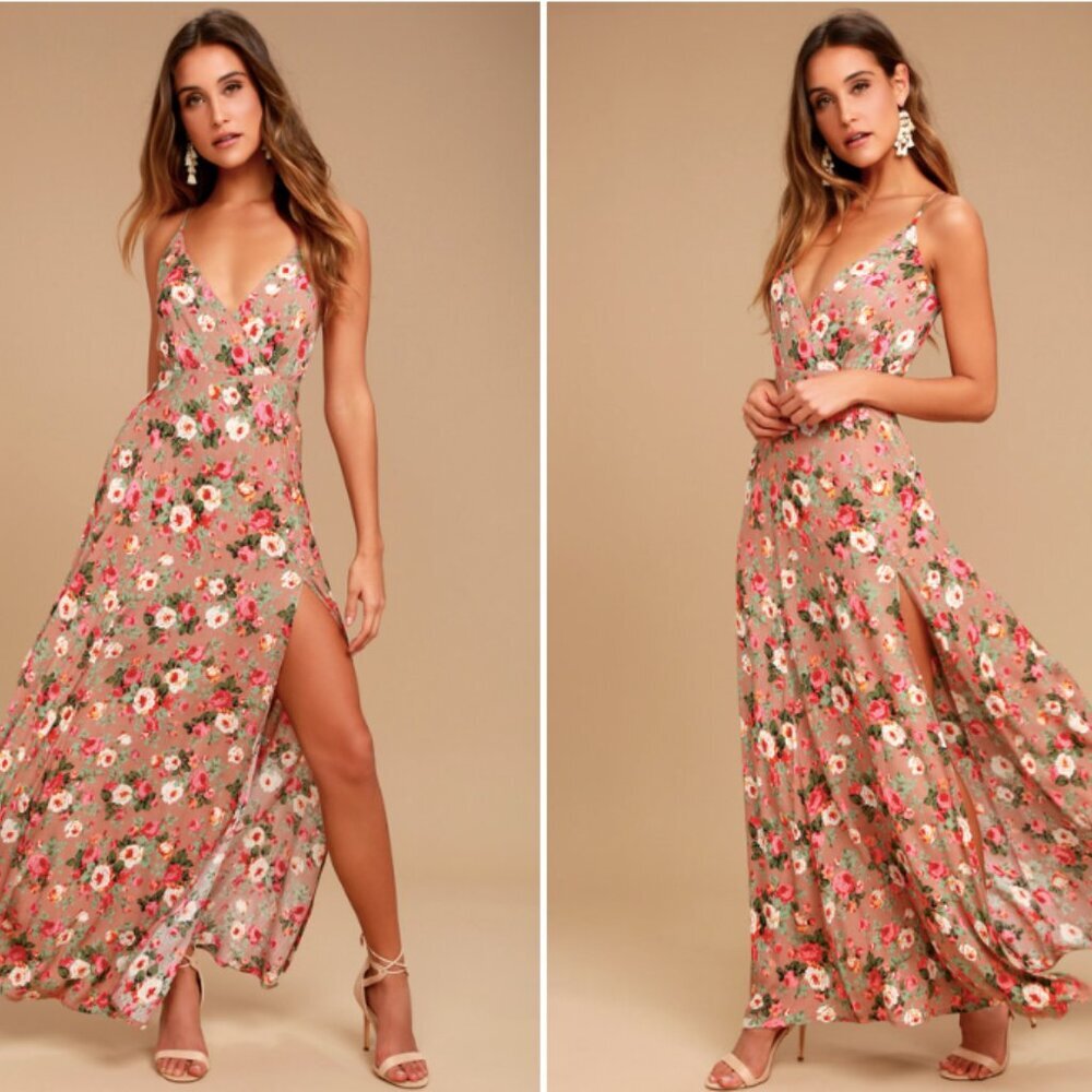 Lulus Everlasting Bliss Blush Floral Maxi Dress